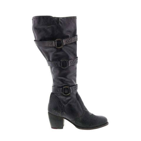 BedStu Decree F322012 Womens Black Leather Zipper Knee High Boots