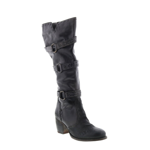 BedStu Decree F322012 Womens Black Leather Zipper Knee High Boots