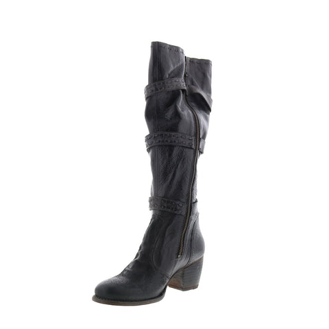 BedStu Decree F322012 Womens Black Leather Zipper Knee High Boots