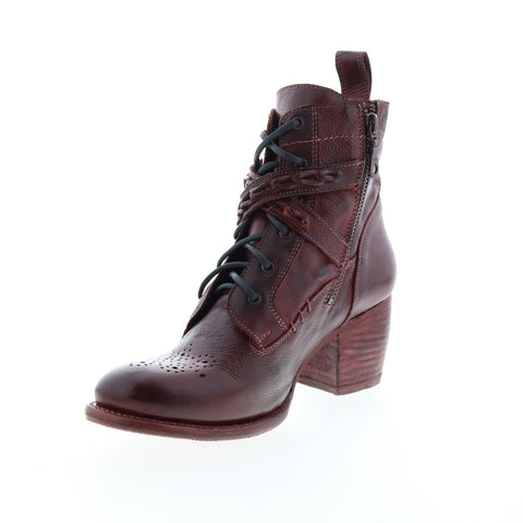 BedStu Allie F322017 Womens Burgundy Leather Lace Up Casual Dress Boots