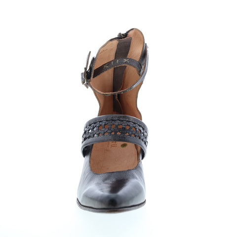 BedStu Baylor F327001 Womens Black Leather Hook & Loop Strap Heels Shoes