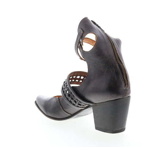 BedStu Baylor F327001 Womens Black Leather Hook & Loop Strap Heels Shoes