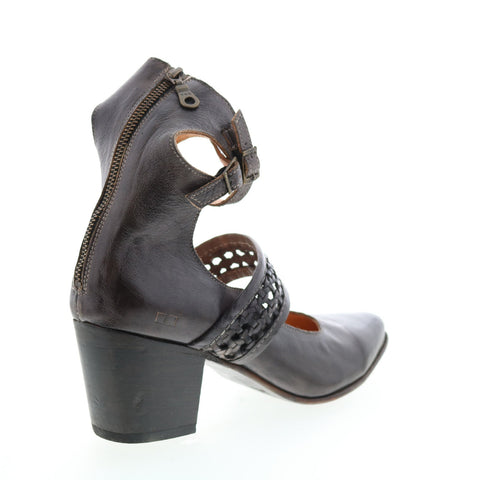 BedStu Baylor F327001 Womens Black Leather Hook & Loop Strap Heels Shoes
