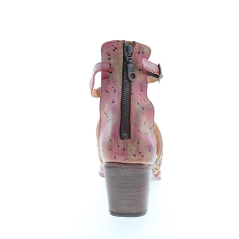 BedStu Bethany F327002 Womens Pink Leather Hook & Loop Strap Heels Shoes