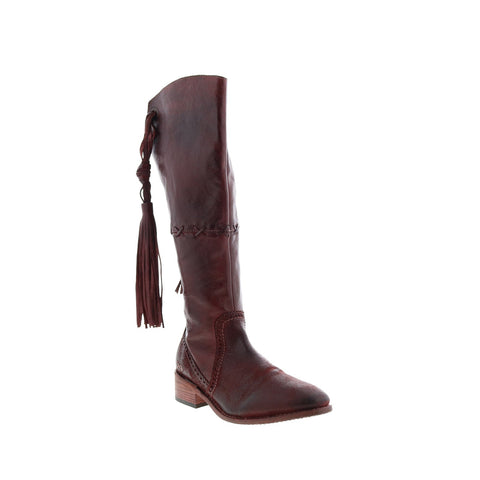 BedStu Eloise F328007 Womens Burgundy Leather Zipper Knee High Boots
