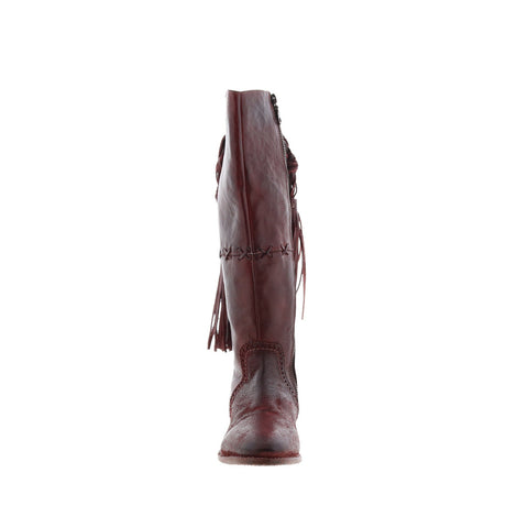 BedStu Eloise F328007 Womens Burgundy Leather Zipper Knee High Boots