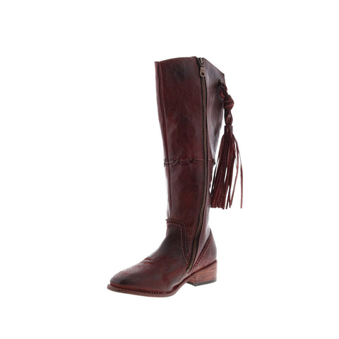 BedStu Eloise F328007 Womens Burgundy Leather Zipper Knee High Boots