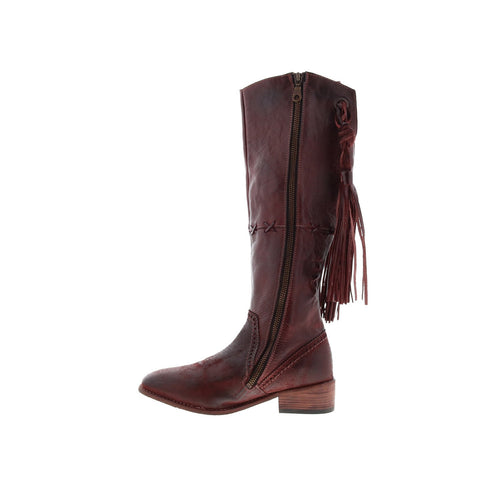 BedStu Eloise F328007 Womens Burgundy Leather Zipper Knee High Boots