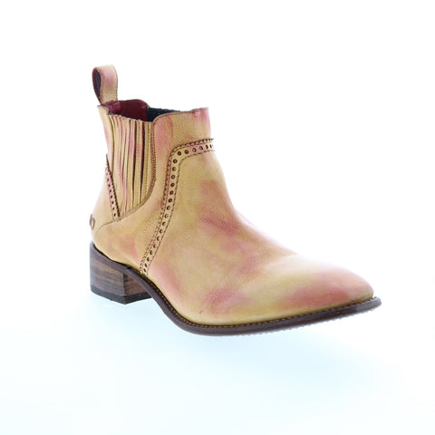 BedStu Ellice F328008 Womens Yellow Leather Slip On Chelsea Boots