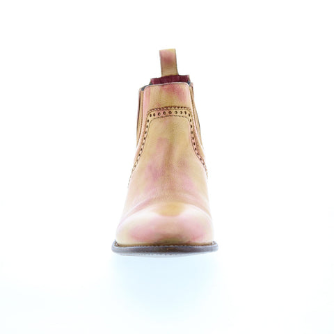 BedStu Ellice F328008 Womens Yellow Leather Slip On Chelsea Boots