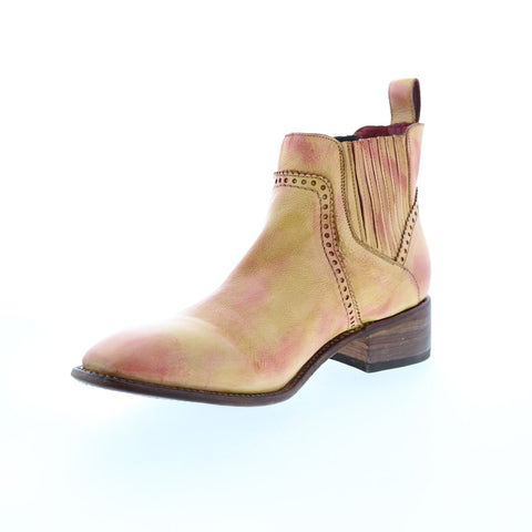BedStu Ellice F328008 Womens Yellow Leather Slip On Chelsea Boots