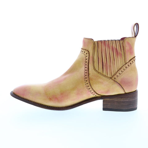 BedStu Ellice F328008 Womens Yellow Leather Slip On Chelsea Boots