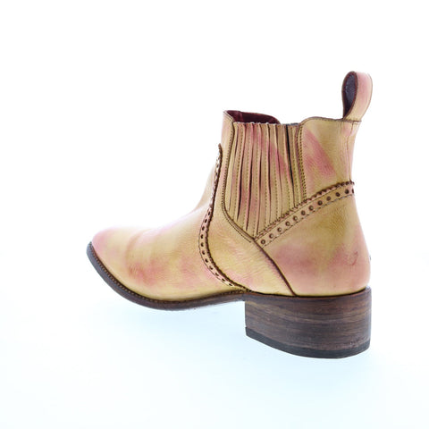 BedStu Ellice F328008 Womens Yellow Leather Slip On Chelsea Boots