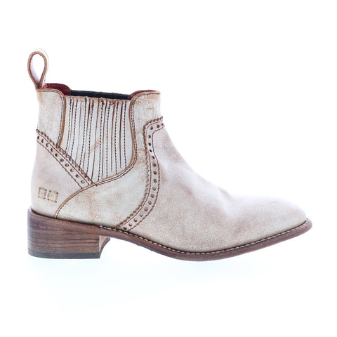 BedStu Ellice F328008 Womens White Leather Slip On Chelsea Boots