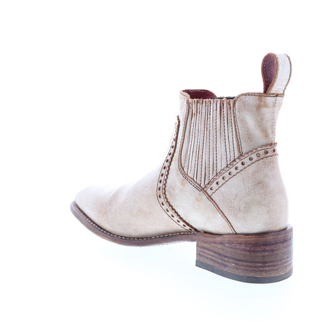 BedStu Ellice F328008 Womens White Leather Slip On Chelsea Boots