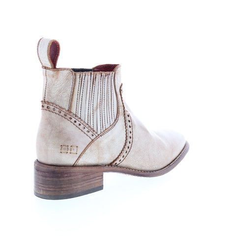 BedStu Ellice F328008 Womens White Leather Slip On Chelsea Boots