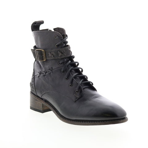 BedStu Era F328009 Womens Black Leather Lace Up Casual Dress Boots