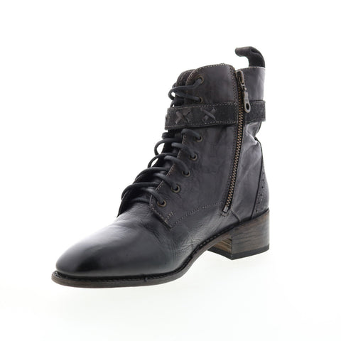 BedStu Era F328009 Womens Black Leather Lace Up Casual Dress Boots
