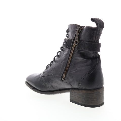 BedStu Era F328009 Womens Black Leather Lace Up Casual Dress Boots