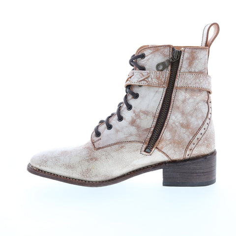 BedStu Era F328009 Womens White Leather Lace Up Casual Dress Boots