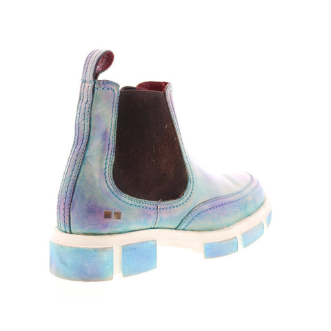 BedStu Randi F328011 Womens Blue Leather Slip On Chelsea Boots