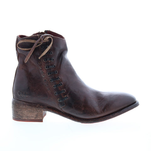 BedStu Aldina F328016 Womens Brown Leather Lace Up Ankle & Booties Boots