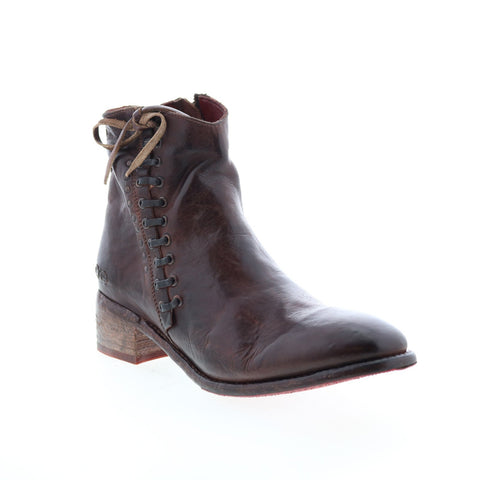 BedStu Aldina F328016 Womens Brown Leather Lace Up Ankle & Booties Boots