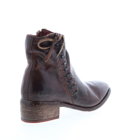 BedStu Aldina F328016 Womens Brown Leather Lace Up Ankle & Booties Boots