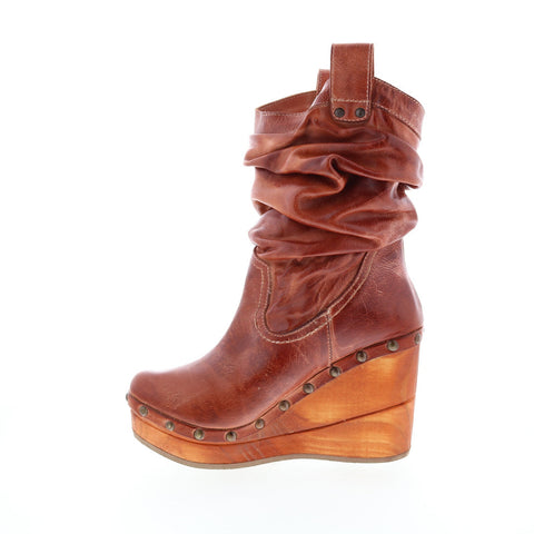 BedStu Bruges II F328022 Womens Brown Leather Slip On Casual Dress Boots