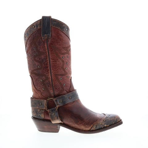 BedStu Tehachapi F331002 Womens Red Leather Slip On Mid Calf Boots