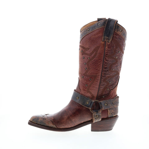 BedStu Tehachapi F331002 Womens Red Leather Slip On Mid Calf Boots