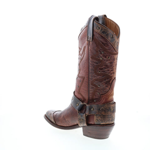 BedStu Tehachapi F331002 Womens Red Leather Slip On Mid Calf Boots