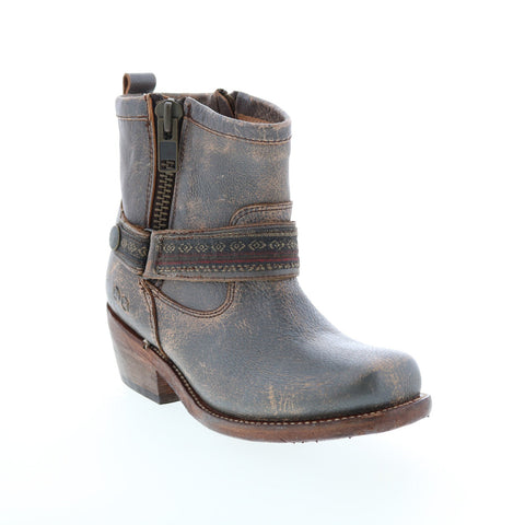 BedStu Triple F331508 Womens Gray Leather Zipper Casual Dress Boots