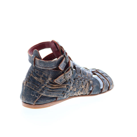 BedStu Claire F373004 Womens Black Leather Hook & Loop Strap Sandals Shoes