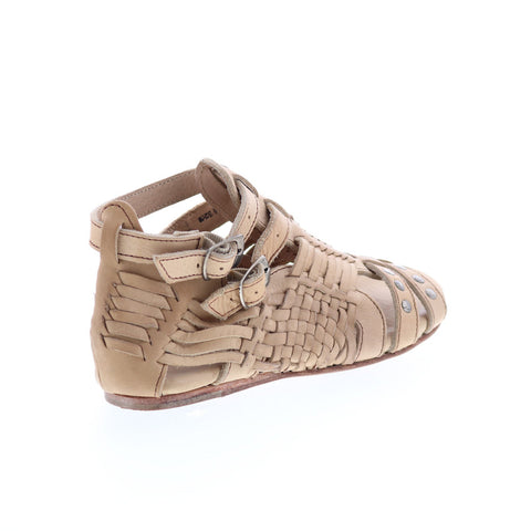 BedStu Claire F373004 Womens Beige Leather Hook & Loop Strap Sandals Shoes