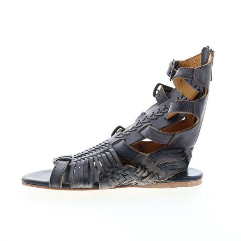 BedStu Aurelia F373010 Womens Black Leather Gladiator Sandals Shoes