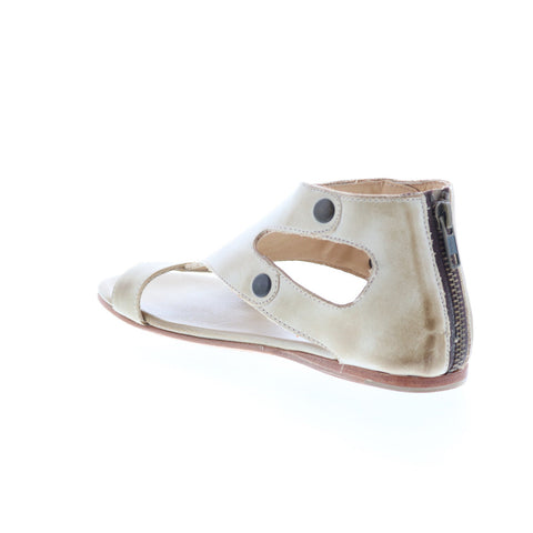 BedStu Soto F373012 Womens Beige Leather Zipper Strap Sandals Shoes