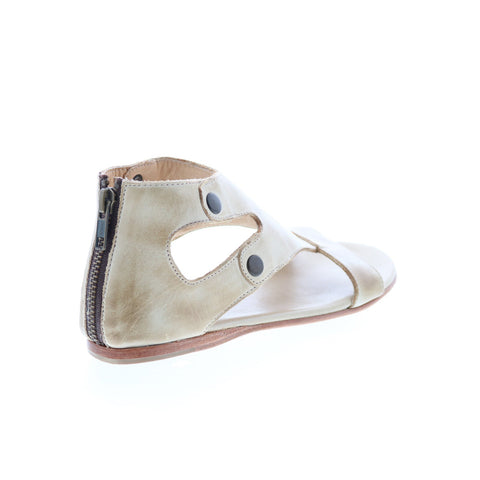 BedStu Soto F373012 Womens Beige Leather Zipper Strap Sandals Shoes