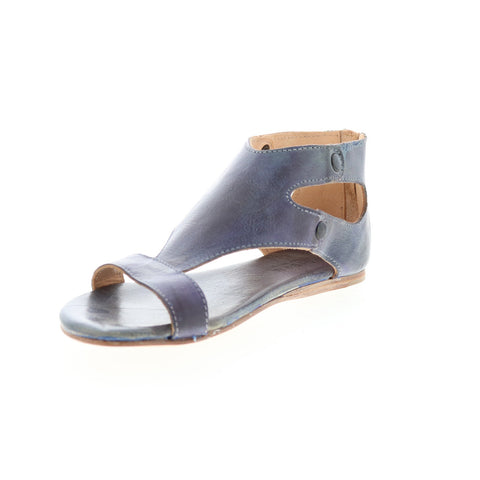 BedStu Soto F373012 Womens Blue Leather Zipper Strap Sandals Shoes