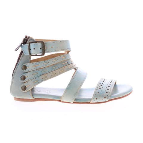 BedStu Artemis F373025 Womens Blue Leather Hook & Loop Strap Sandals Shoes