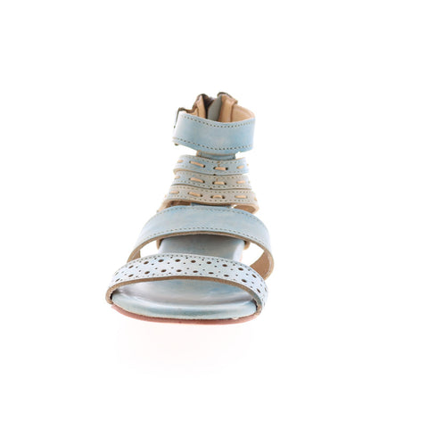 BedStu Artemis F373025 Womens Blue Leather Hook & Loop Strap Sandals Shoes