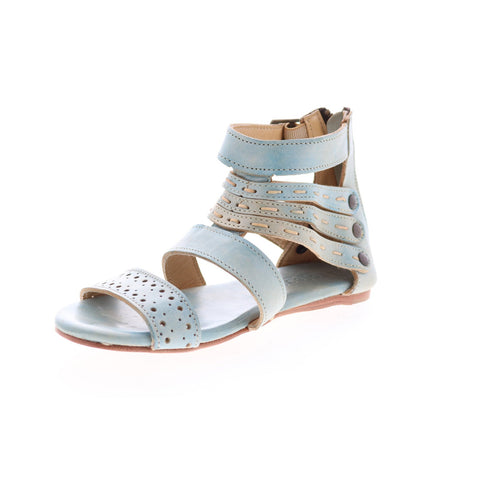 BedStu Artemis F373025 Womens Blue Leather Hook & Loop Strap Sandals Shoes