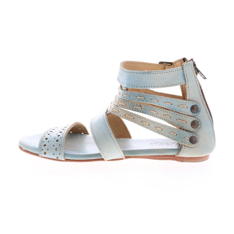 BedStu Artemis F373025 Womens Blue Leather Hook & Loop Strap Sandals Shoes