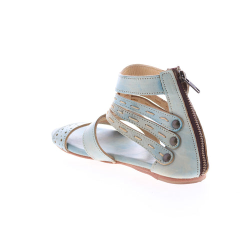 BedStu Artemis F373025 Womens Blue Leather Hook & Loop Strap Sandals Shoes