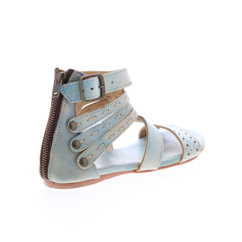 BedStu Artemis F373025 Womens Blue Leather Hook & Loop Strap Sandals Shoes