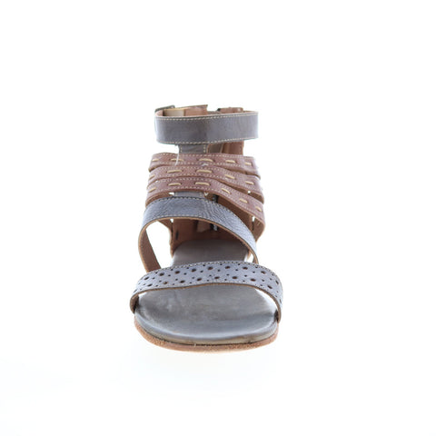 BedStu Artemis F373025 Womens Gray Leather Hook & Loop Strap Sandals Shoes