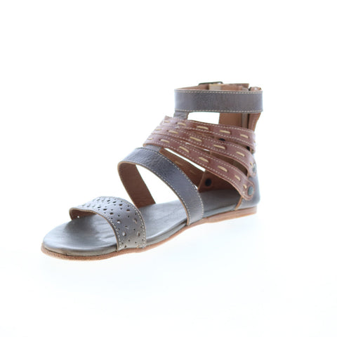 BedStu Artemis F373025 Womens Gray Leather Hook & Loop Strap Sandals Shoes