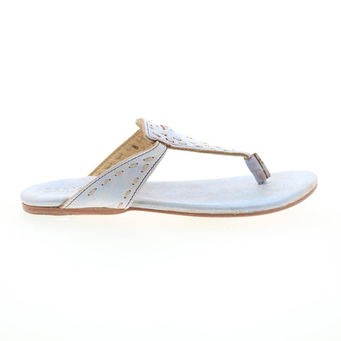 BedStu Mira F373028 Womens Blue Leather Slip On Flip-Flops Sandals Shoes