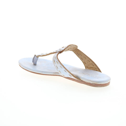 BedStu Mira F373028 Womens Blue Leather Slip On Flip-Flops Sandals Shoes