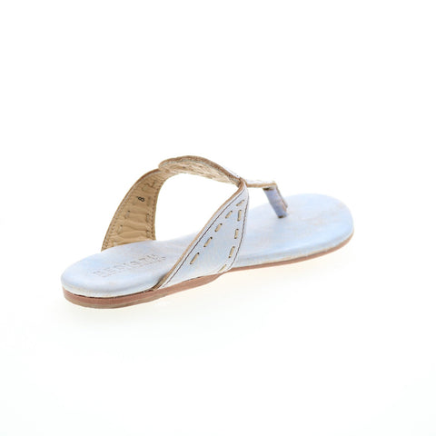 BedStu Mira F373028 Womens Blue Leather Slip On Flip-Flops Sandals Shoes